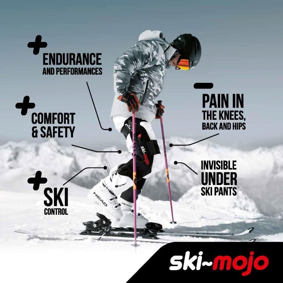 Ski~Mojo, ski exoskeleton: relieves knees, hips and back, increases endurance